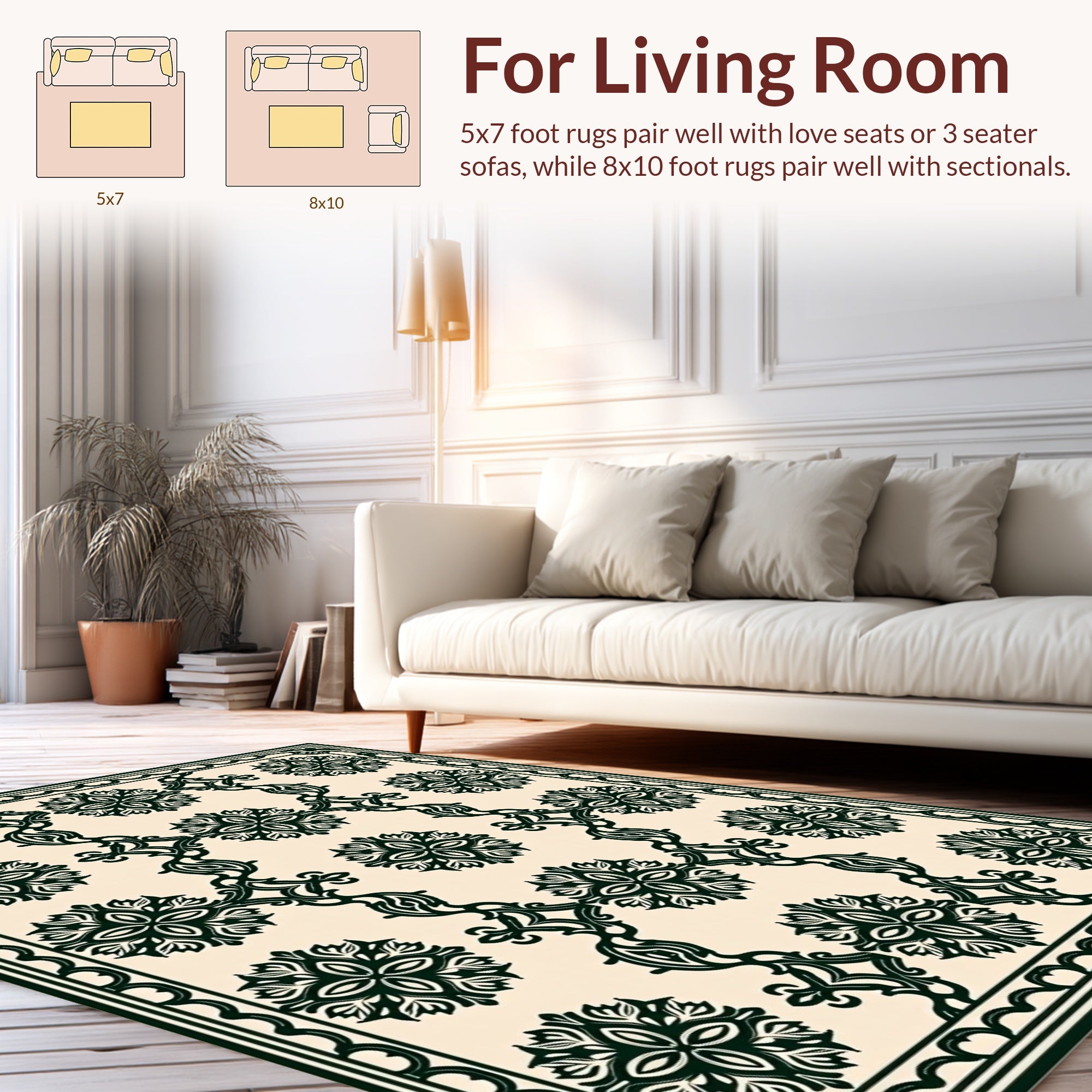 Elegant Dark Floral Pattern Rug