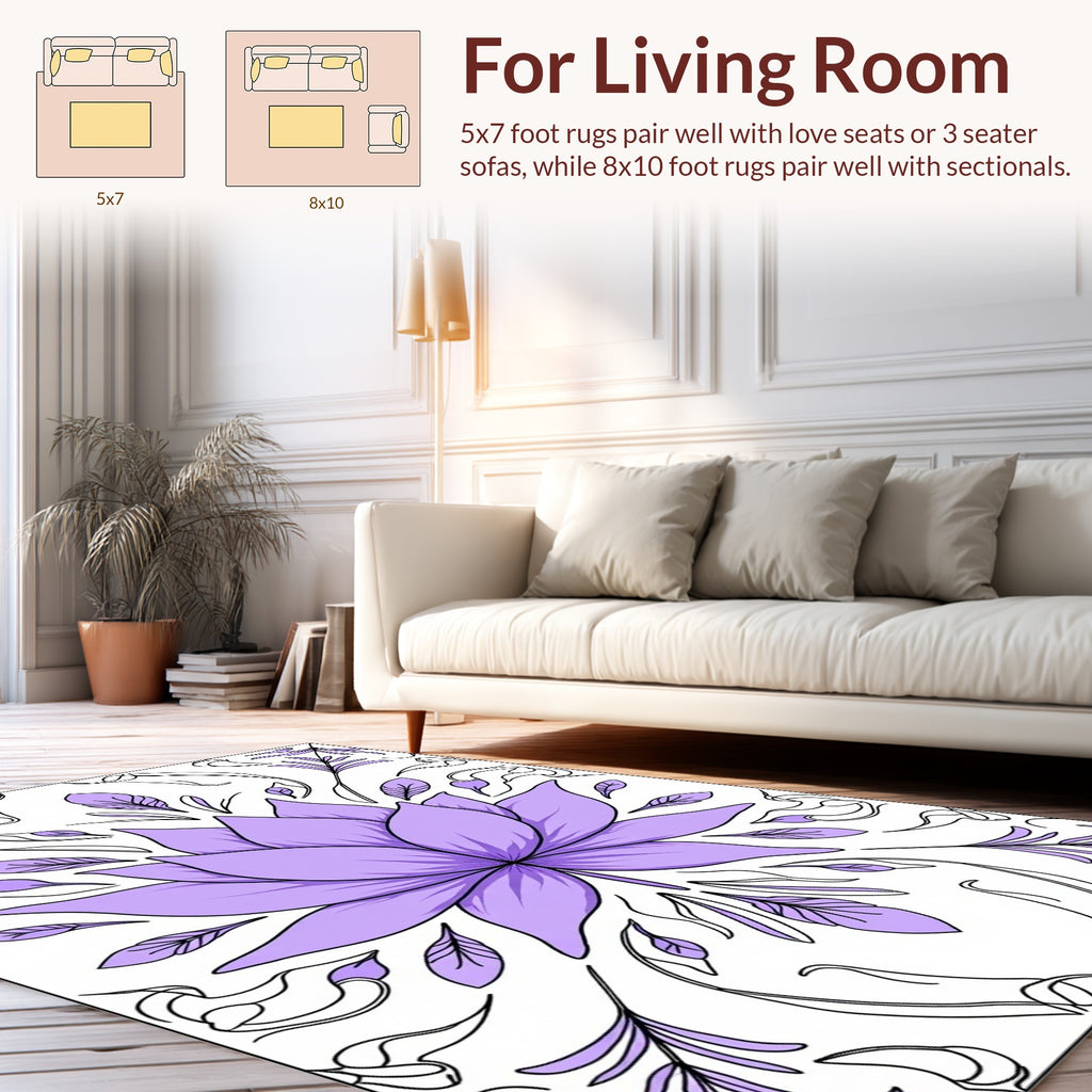 Floral Mandala Purple Outline Rug