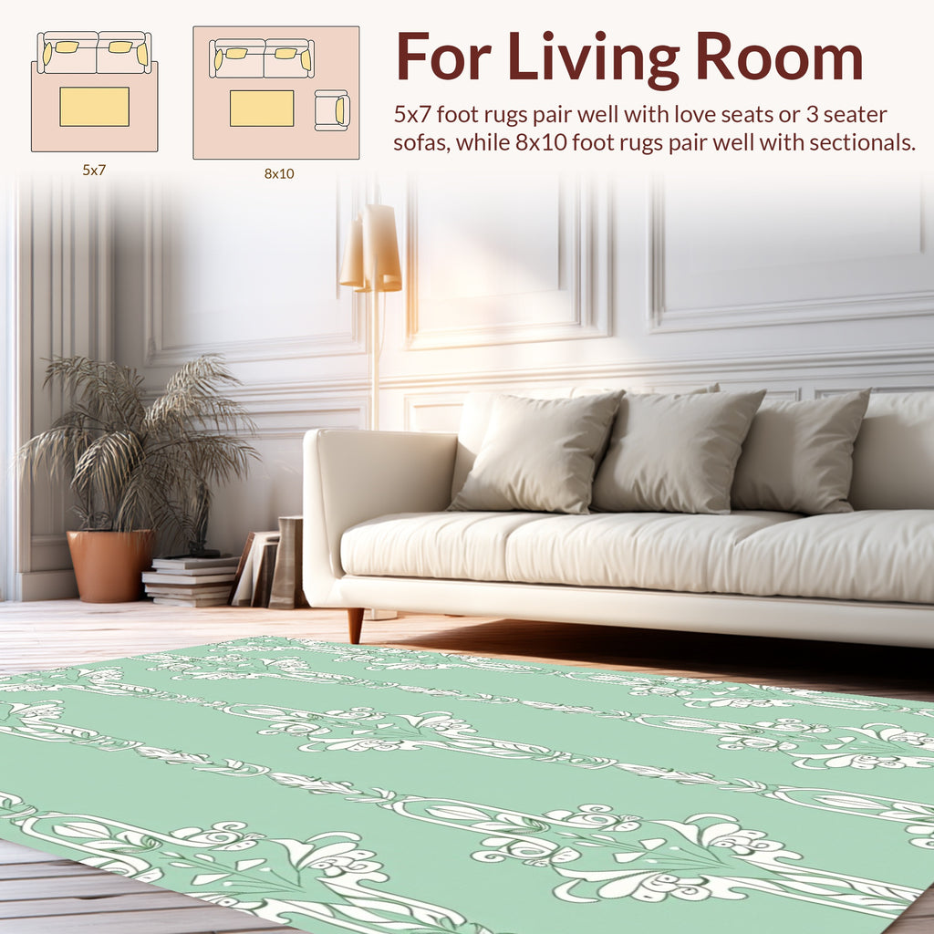 Art Nouveau Floral Scroll Pattern Rug