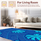 Tropical Leaf Pattern with Blue Tones Rug