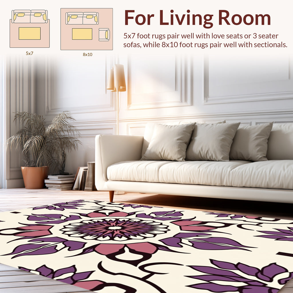 Vintage Purple Floral Mandala Patterns Rug