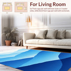 Layered Blue Mountain Landscape Pattern Rug