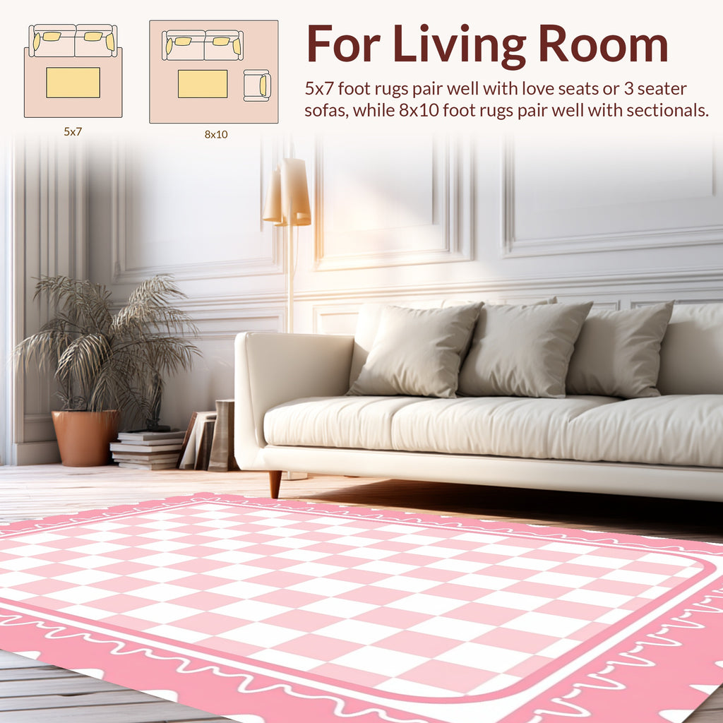 Pink Checkerboard Cute Design Rug