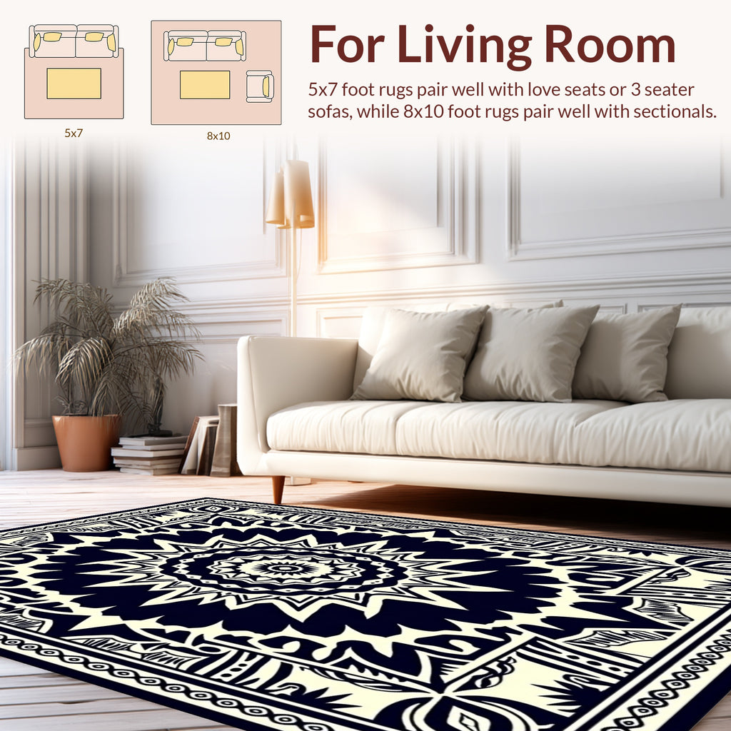 Intricate Star Burst Mandala Pattern Rug