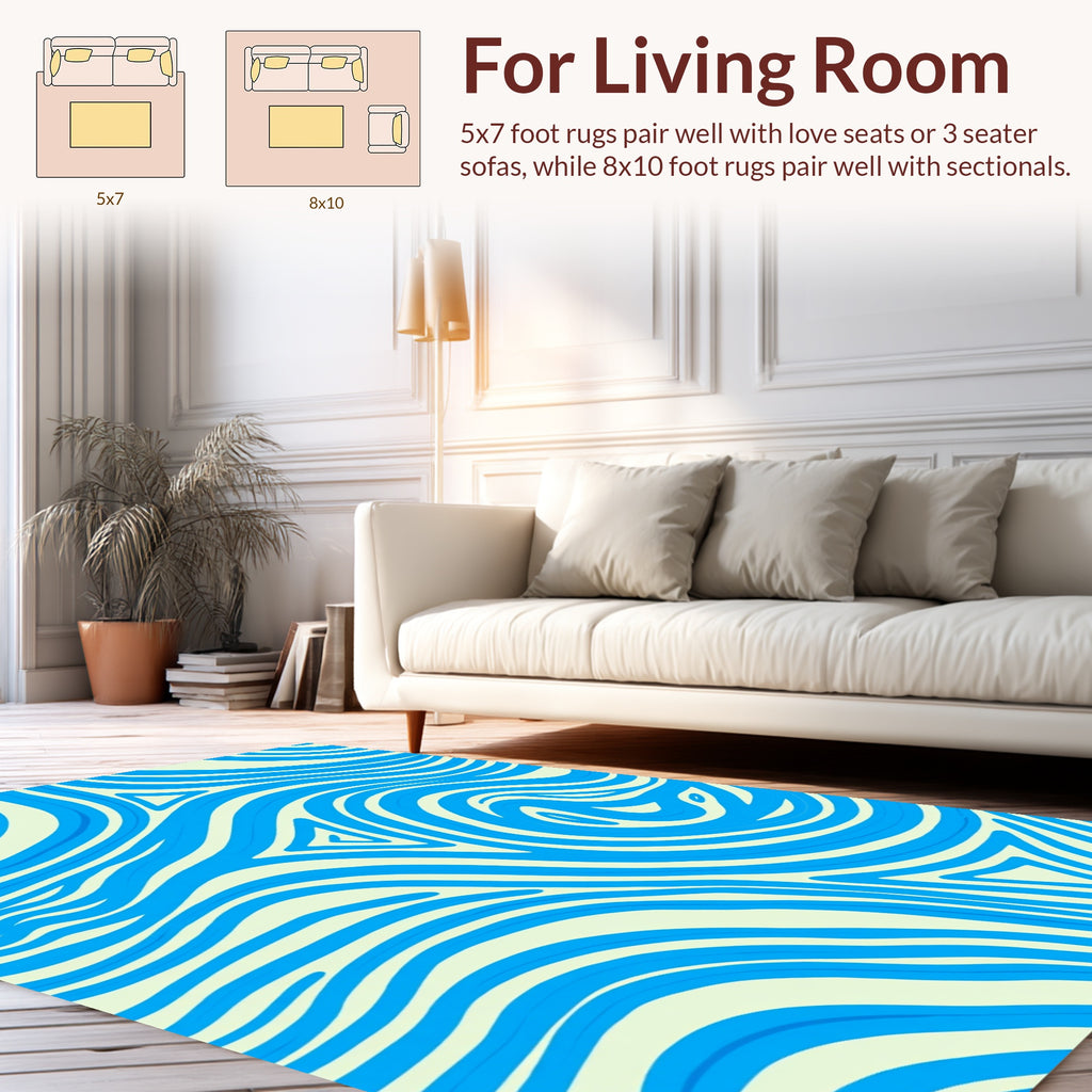 Blue Organic Swirl Pattern Rug