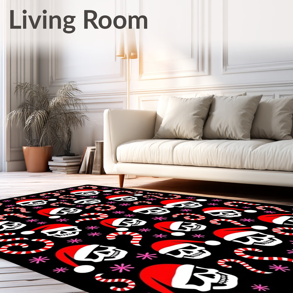 Jolly Skull Candy Cane Snowflakes Rug