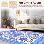 Whimsical Floral Pattern With Decorative Border Rug