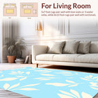 Light Blue Botanical Leaf Pattern Rug