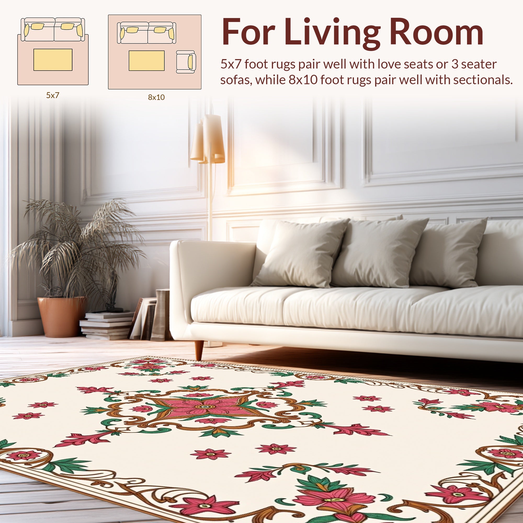 Rich Floral Scrollwork Pattern Rug