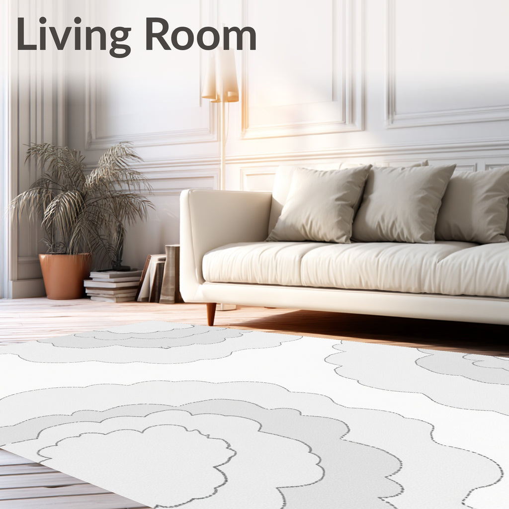 Light Gray Cloud Petal Bloom Rug