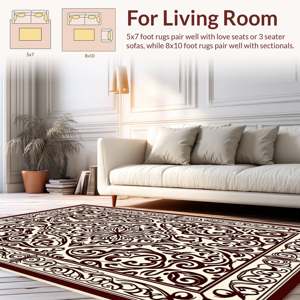 Intricate Floral Swirl Pattern Rug