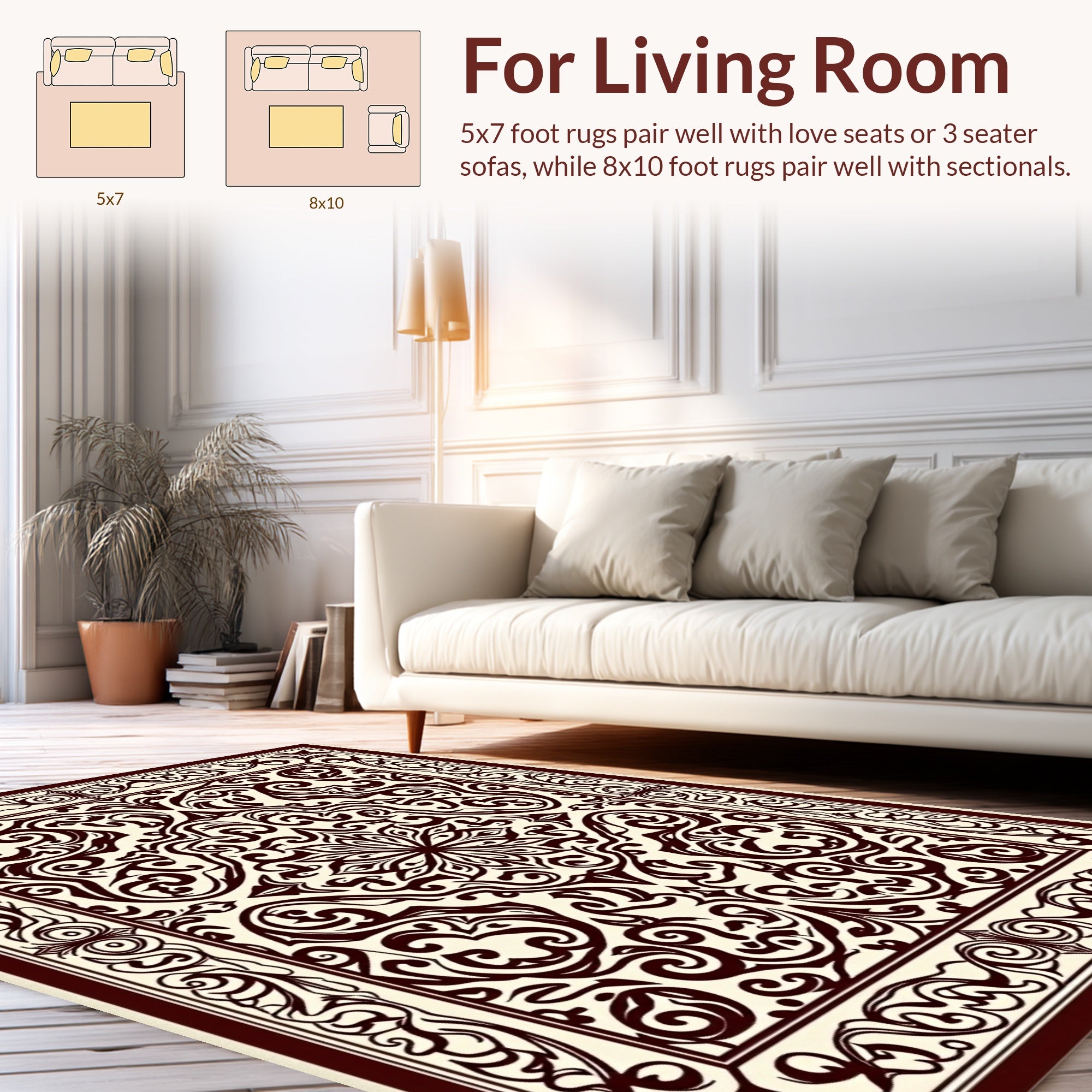 Intricate Floral Swirl Pattern Rug