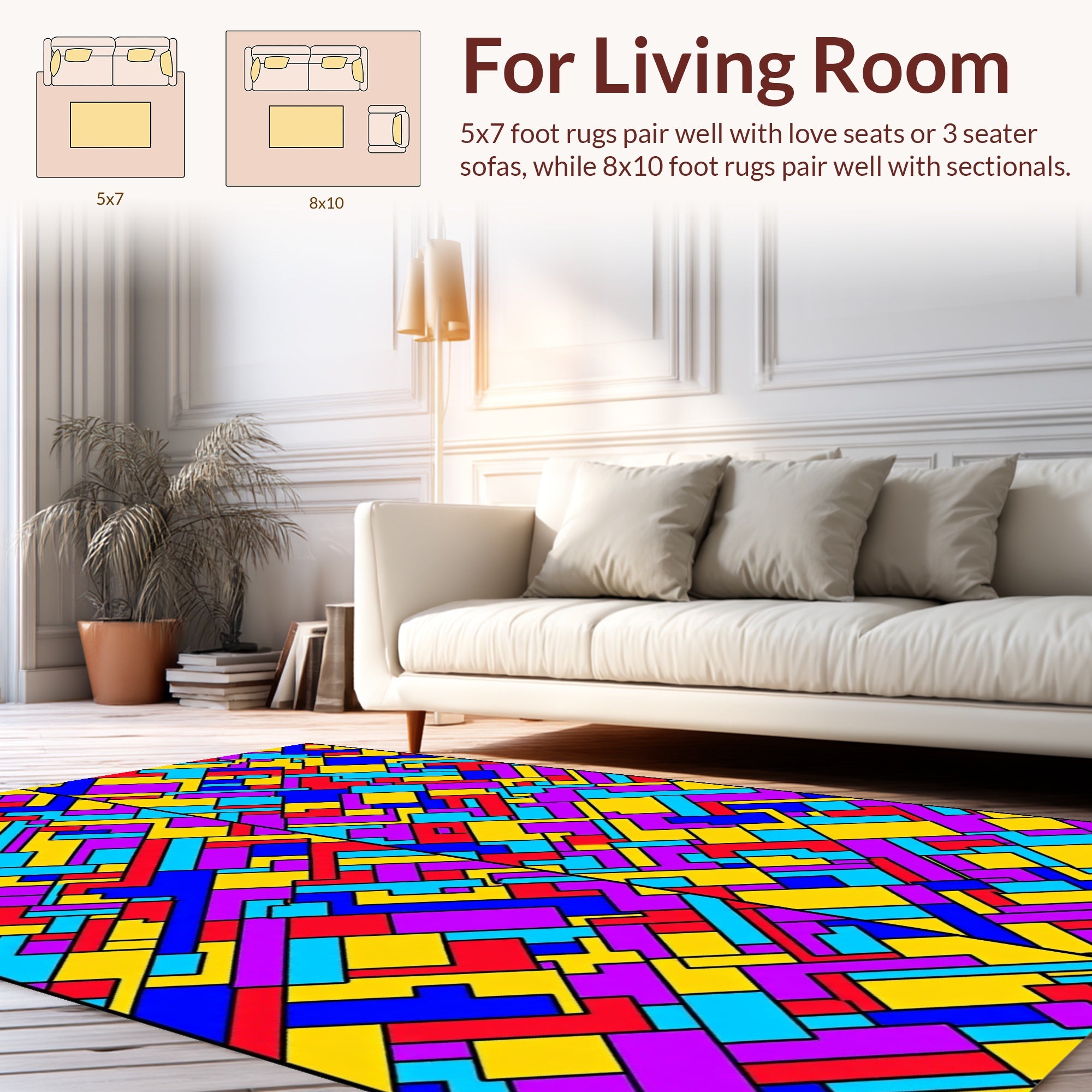 Modern Geometric Color Block Pattern Rug