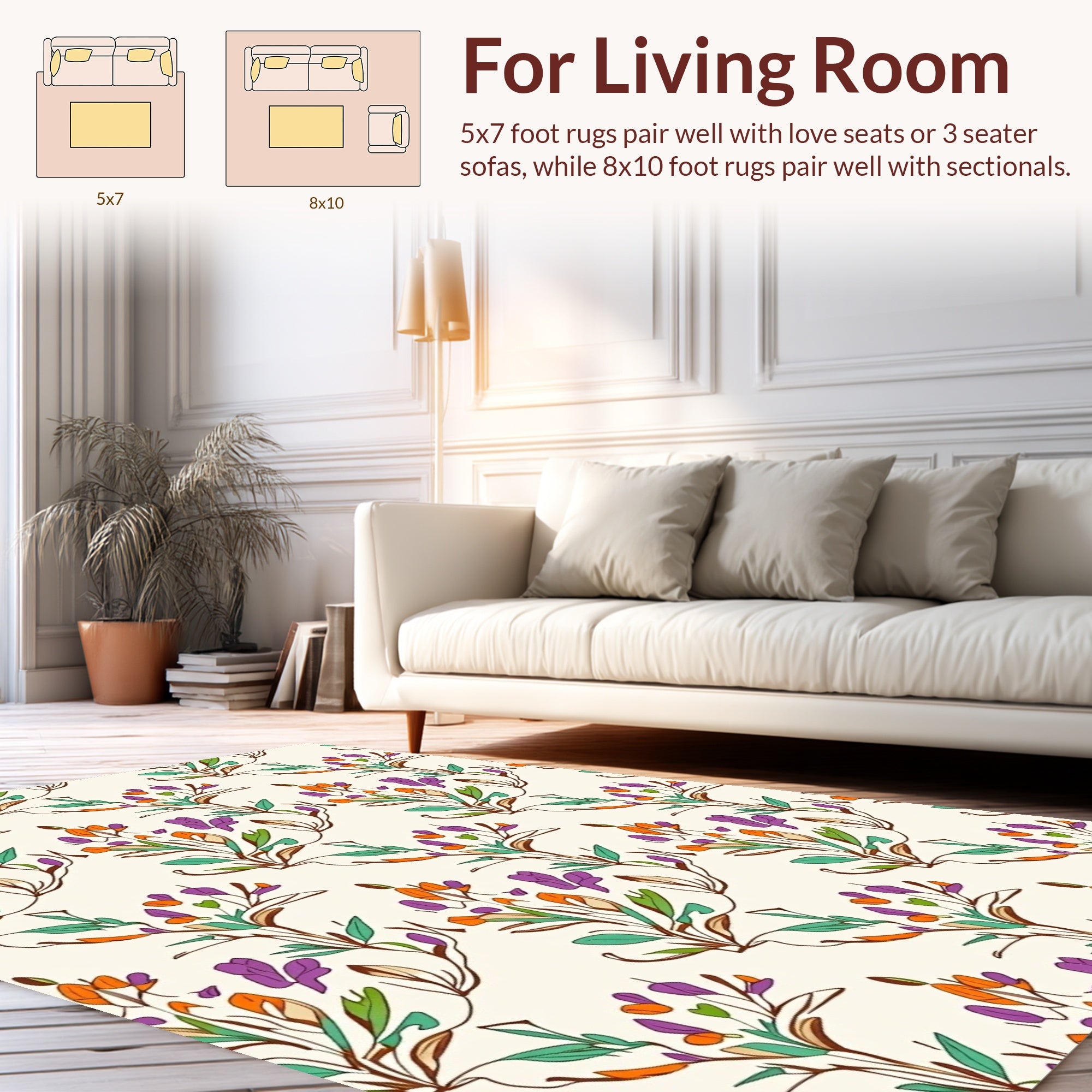 Botanical Branches Pattern Design Rug