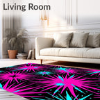 Vibrant Neon Starburst Explosion Rug