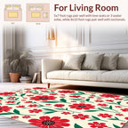 Bold Red Daisy Floral Pattern Rug