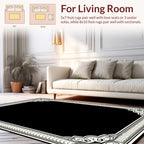 Ornate Abstract Black Cream Frame Rug