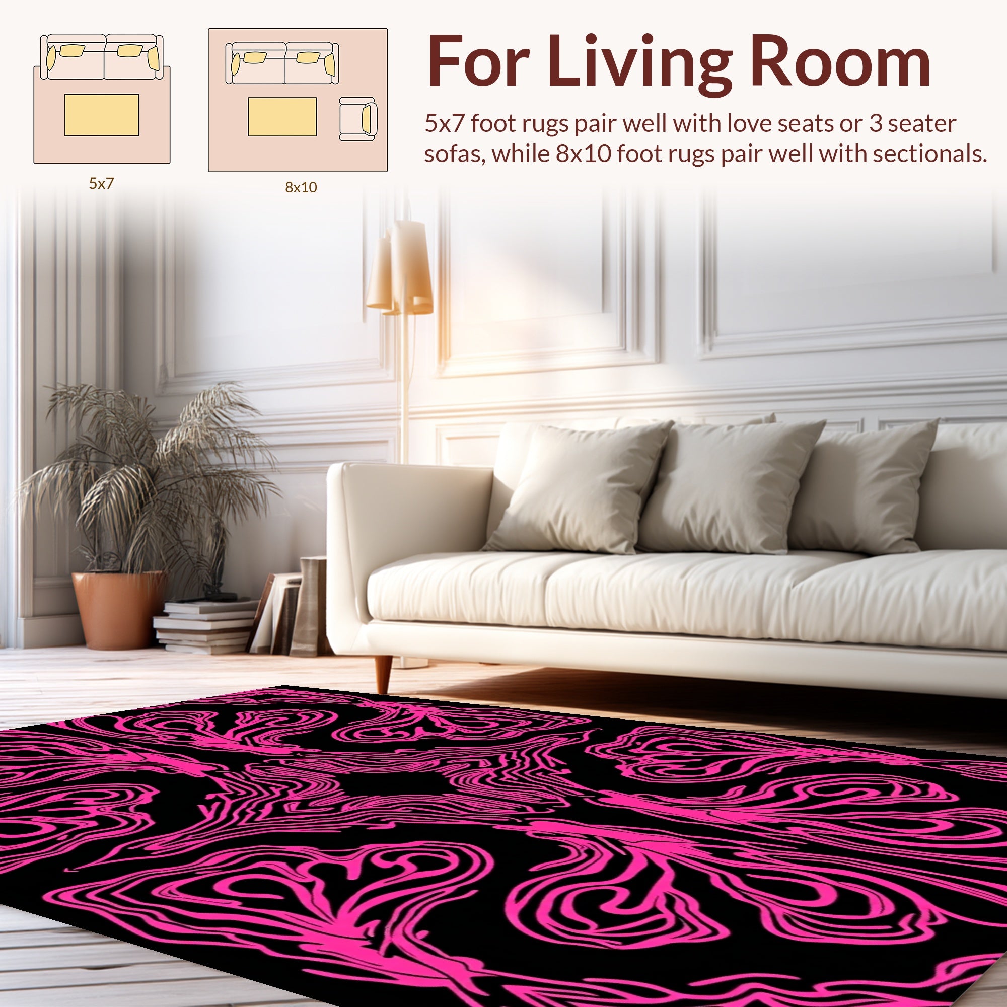 Vivid Pink Swirl Abstract Art Rug