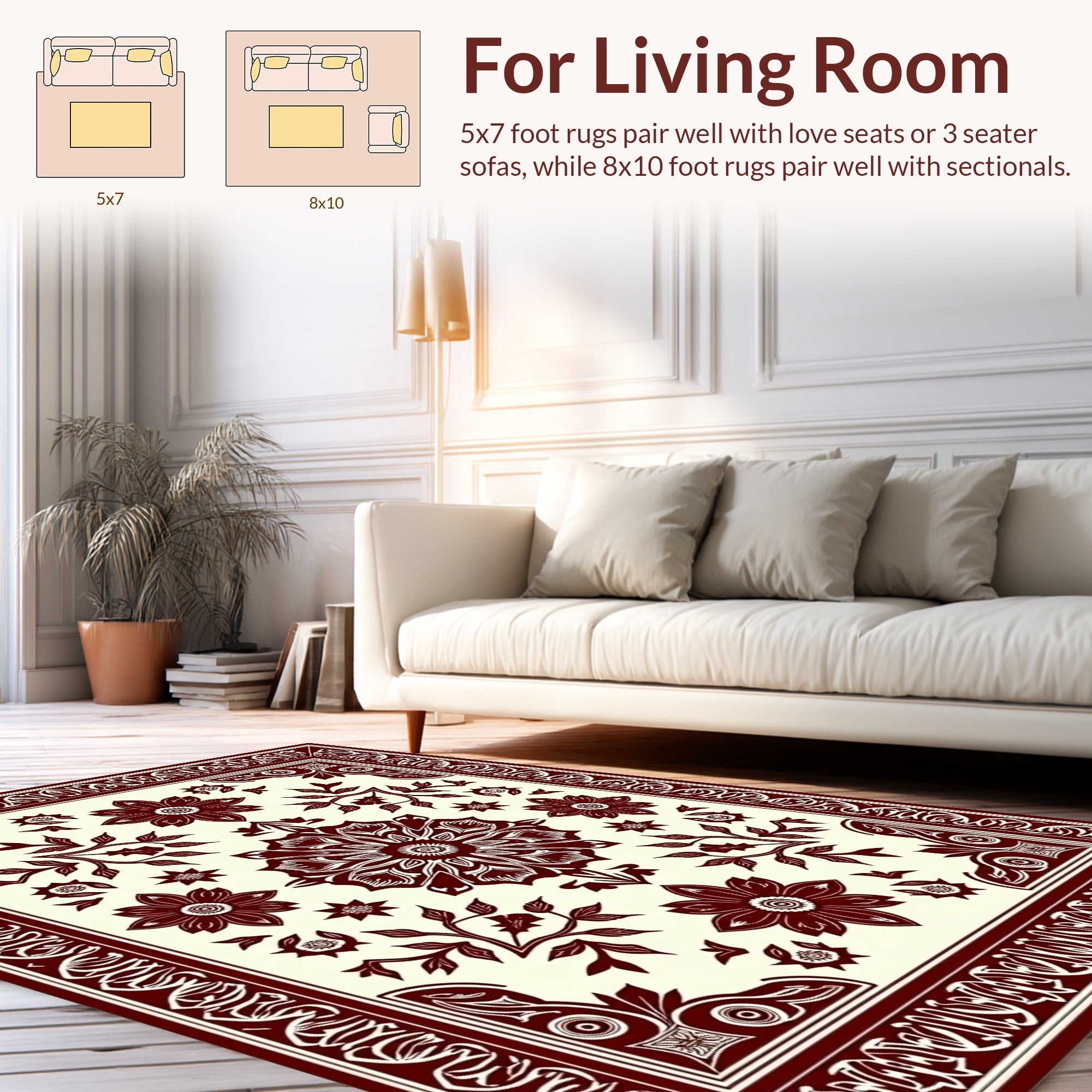 Floral Bloom Mandala Rich Red Rug