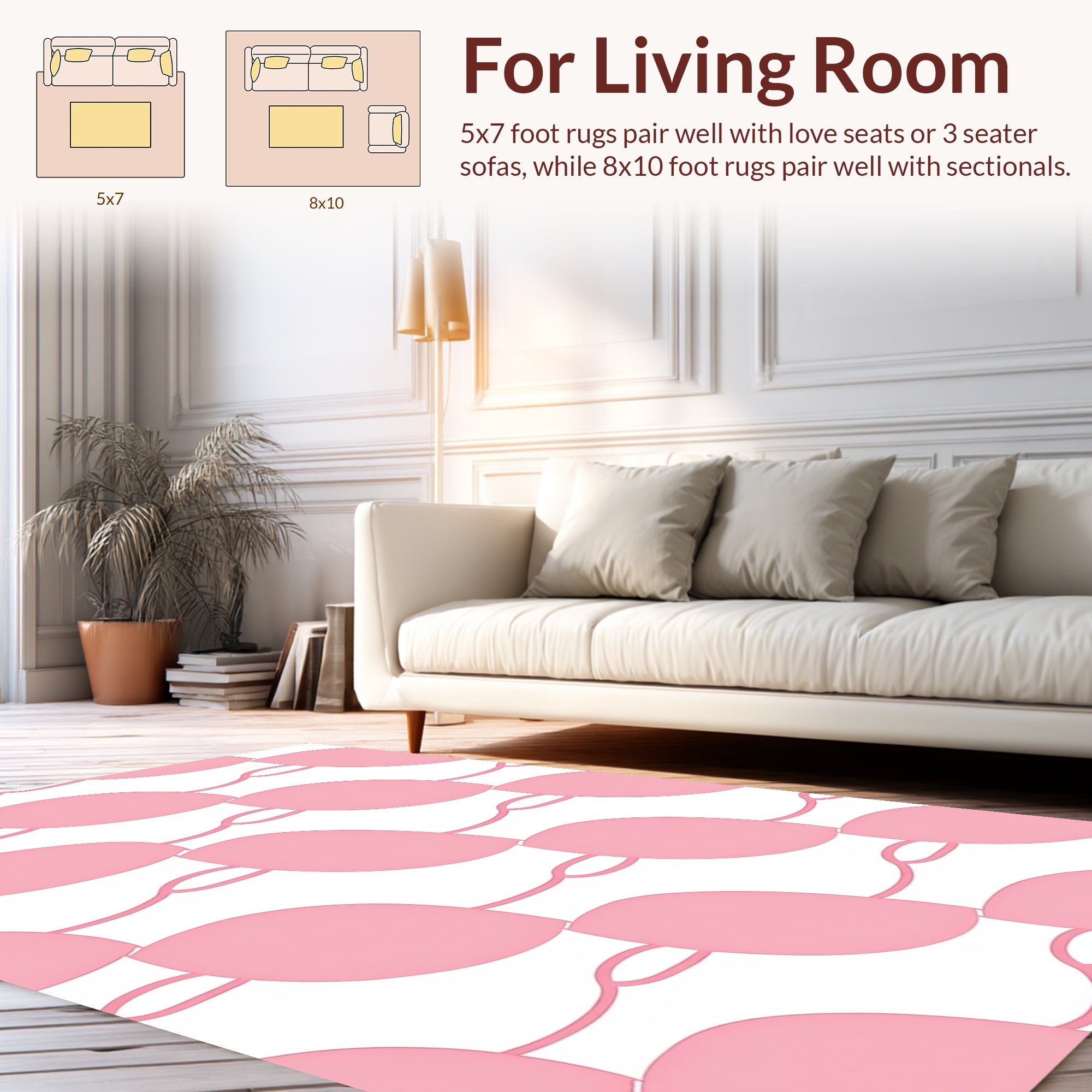 Abstract Pink Oval Link Pattern Rug