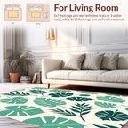 Tropical Leaf Pattern In Teal Rug