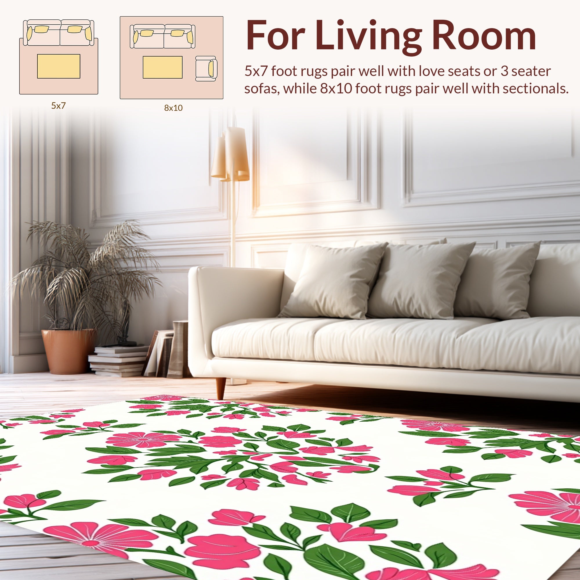 Pink Floral Arrangement Repeating Pattern Rug
