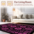 Pink Floral Bordered Symmetry Rug
