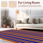 Bold Blue Orange Stripe Pattern Rug
