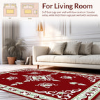 Elegant Red Floral Scroll Design Rug