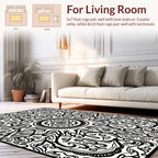 Ornate Black White Mandala Pattern Rug