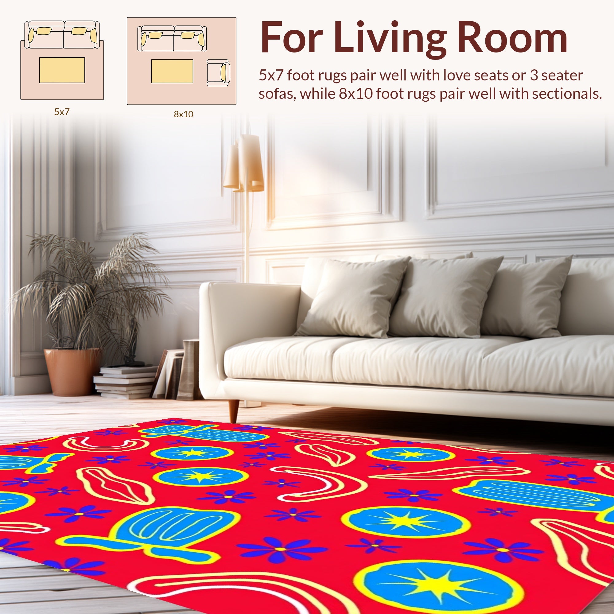 Abstract Floral Fun Shapes Rug