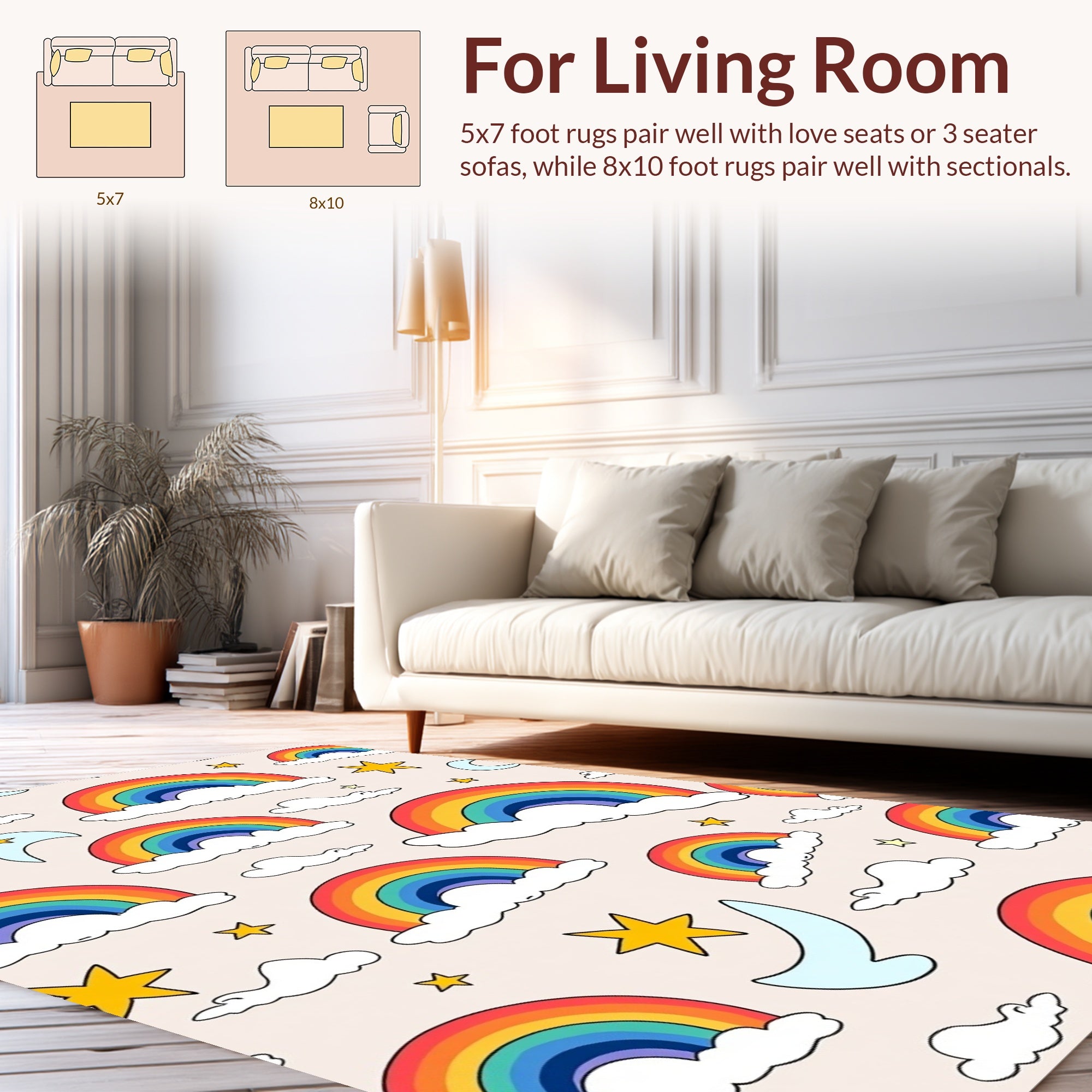 Colorful Rainbow Star Pattern Rug