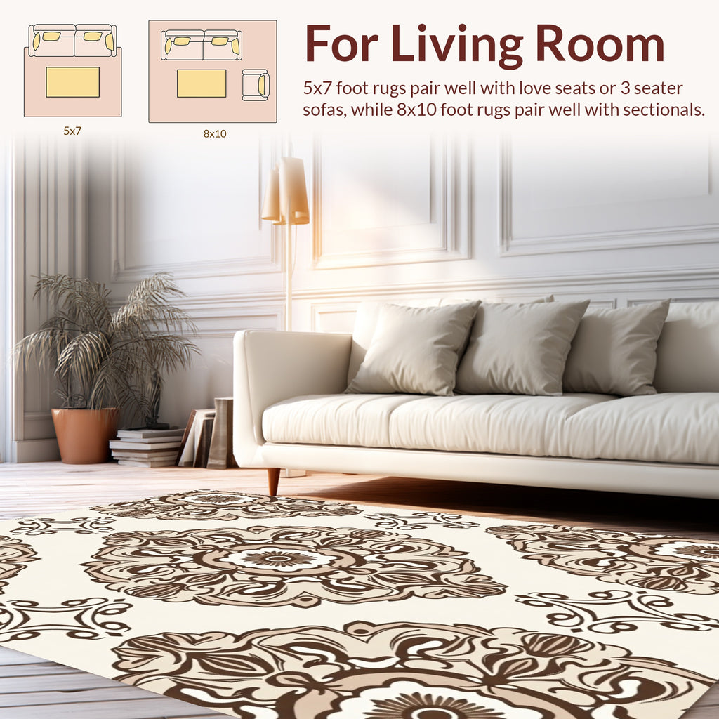Ornate Scrollwork Floral Pattern Rug