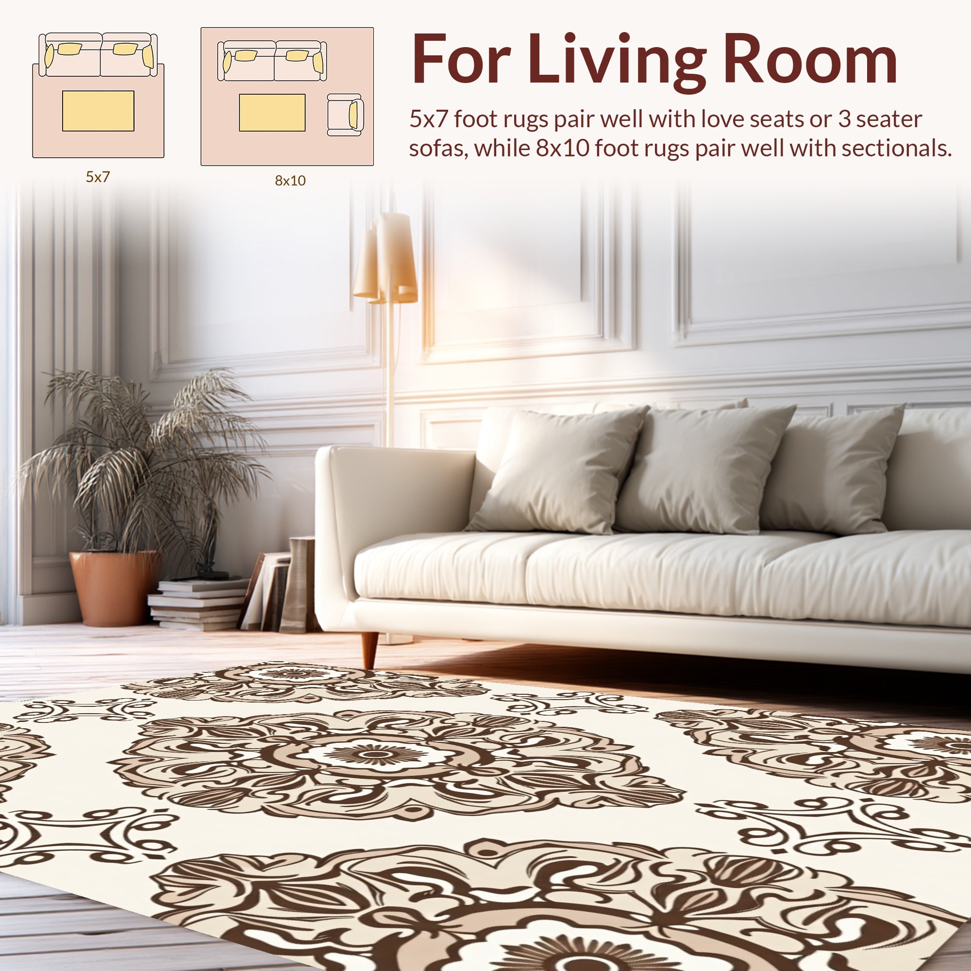 Ornate Scrollwork Floral Pattern Rug