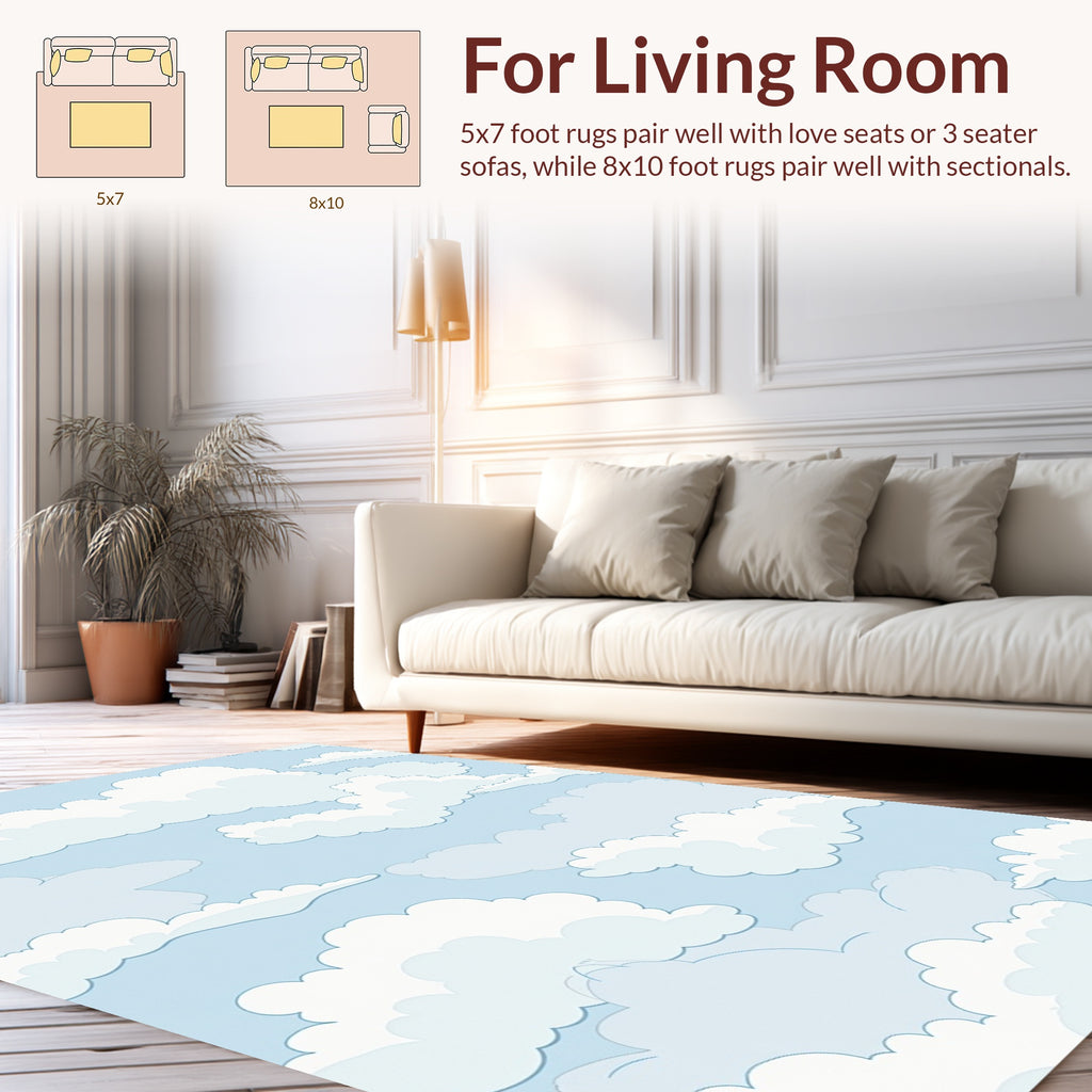 Sky Blue Cloudscape Pattern Rug