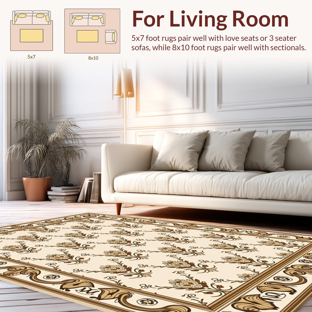 Elegant Floral Repeating Border Pattern Rug