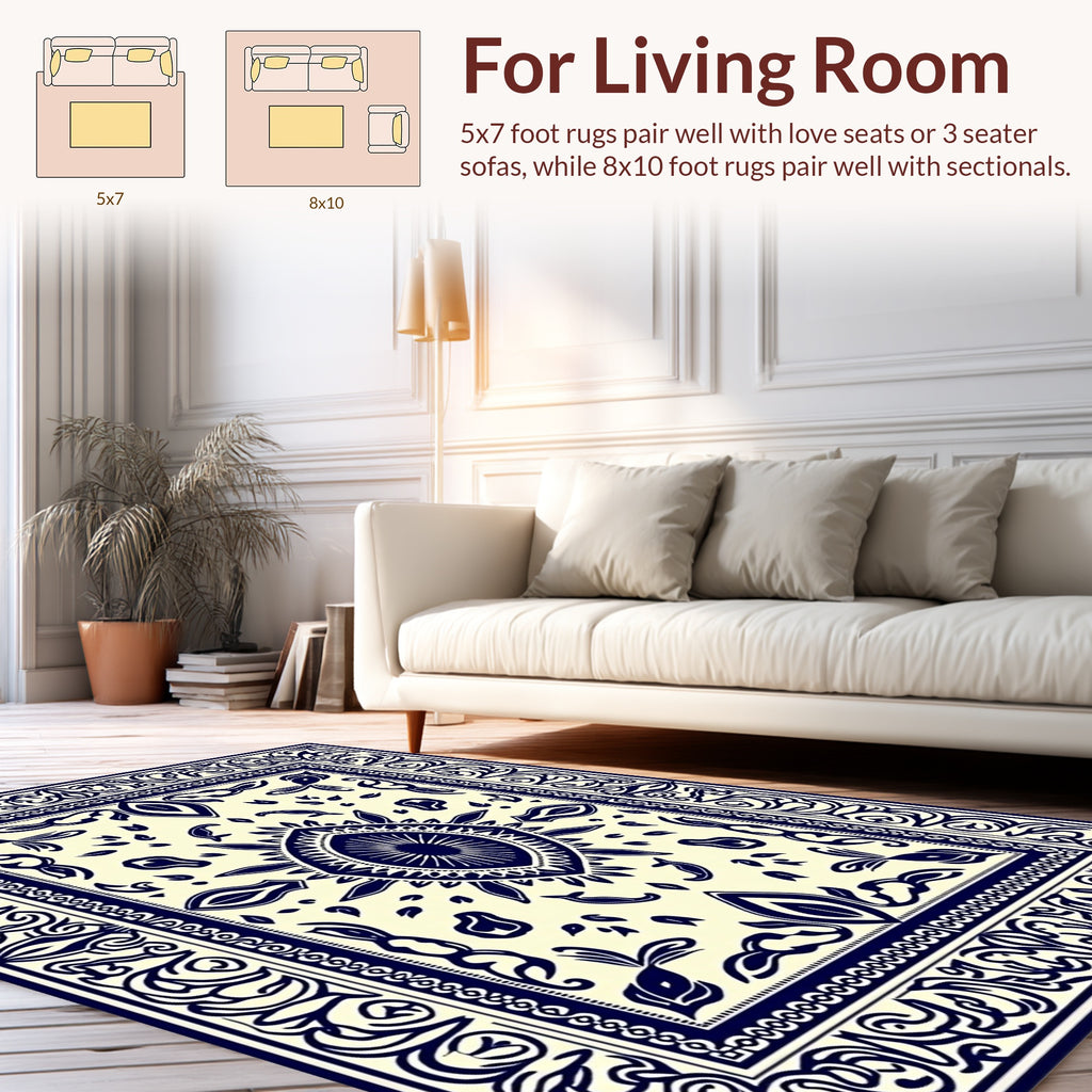 Classic Ornate Floral Mandala Pattern Rug