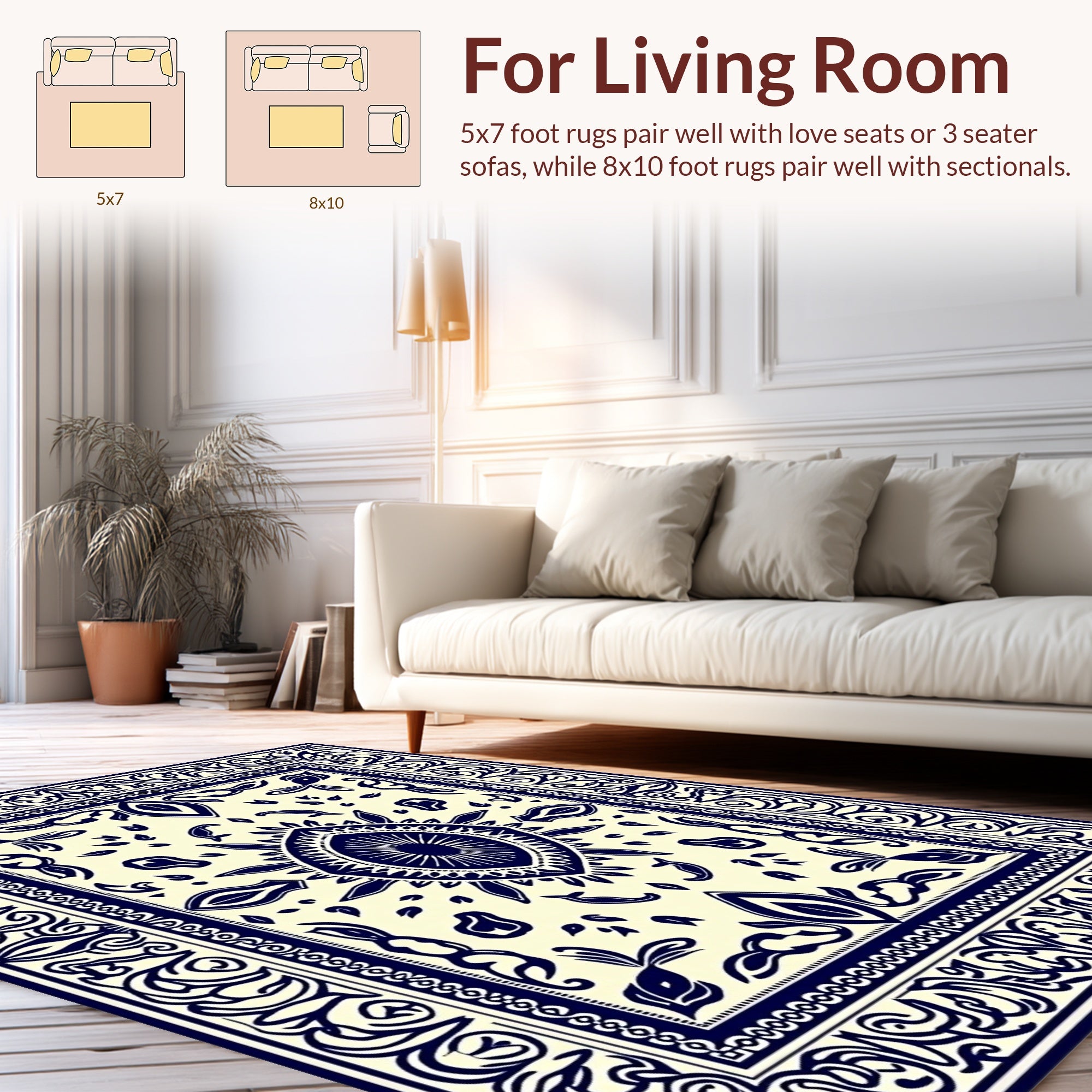 Classic Ornate Floral Mandala Pattern Rug