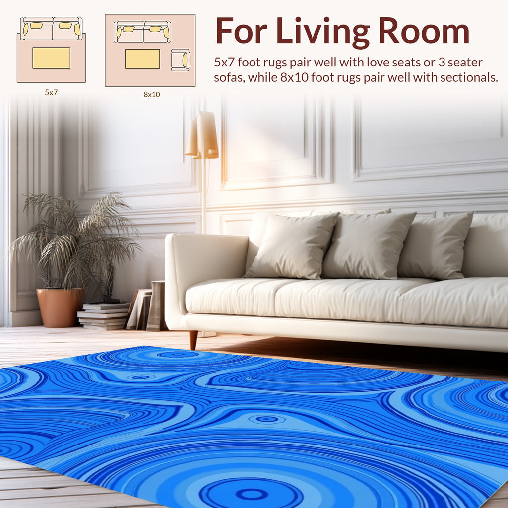Abstract Blue Swirl Pattern Design Rug