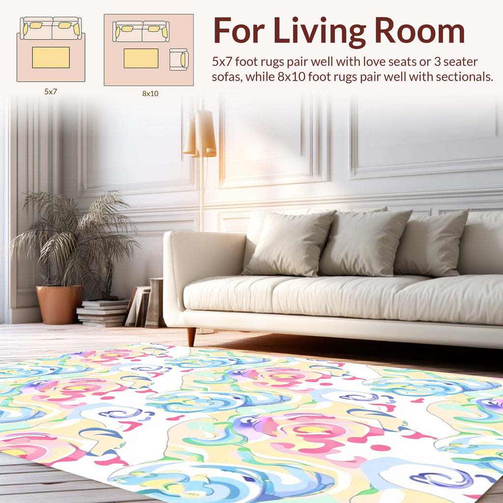 Pastel Swirls Dots Abstract Design Rug