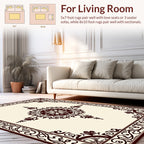 Classic Dark Floral Medallion Border Design Rug