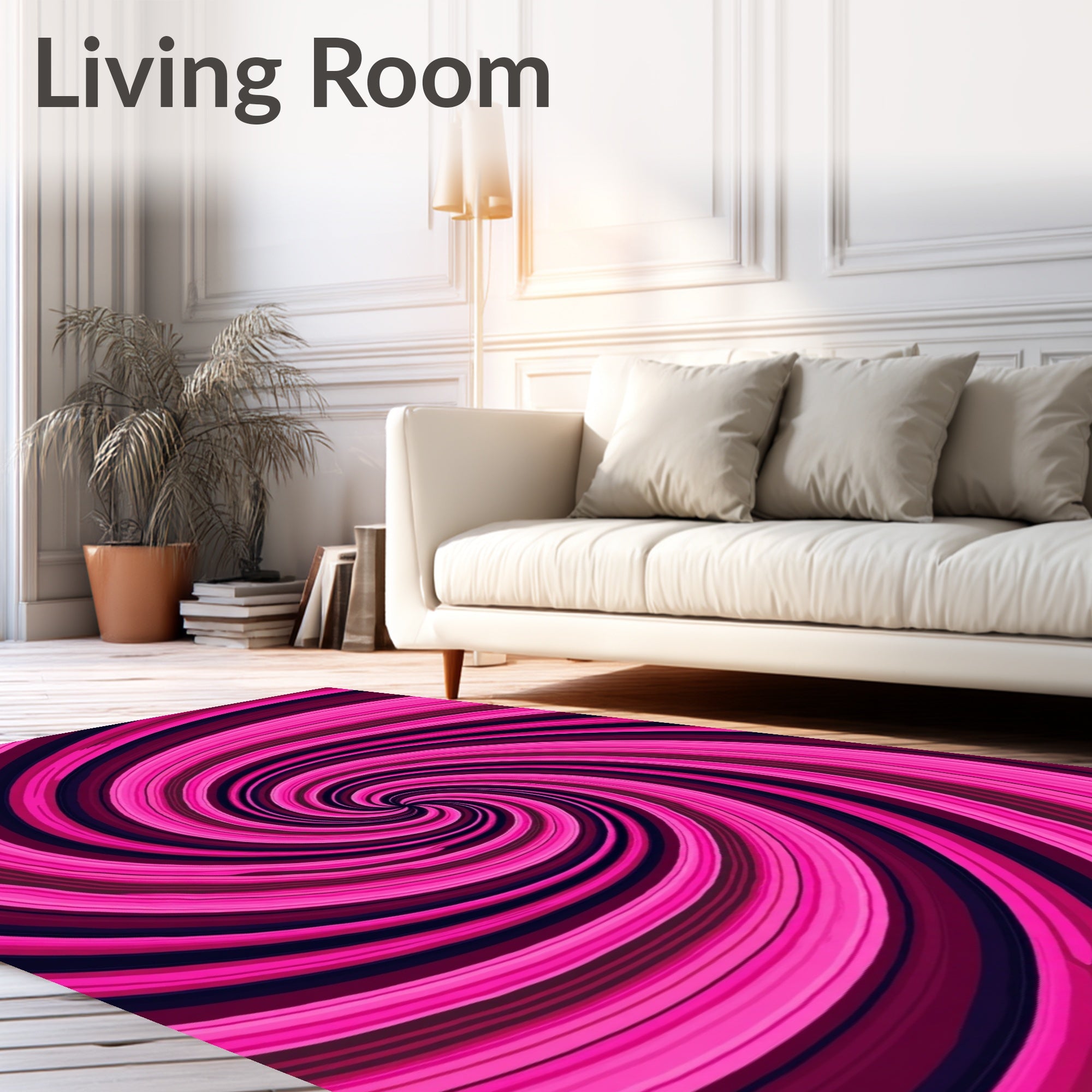 Vibrant Pink Swirl Abstract Rug