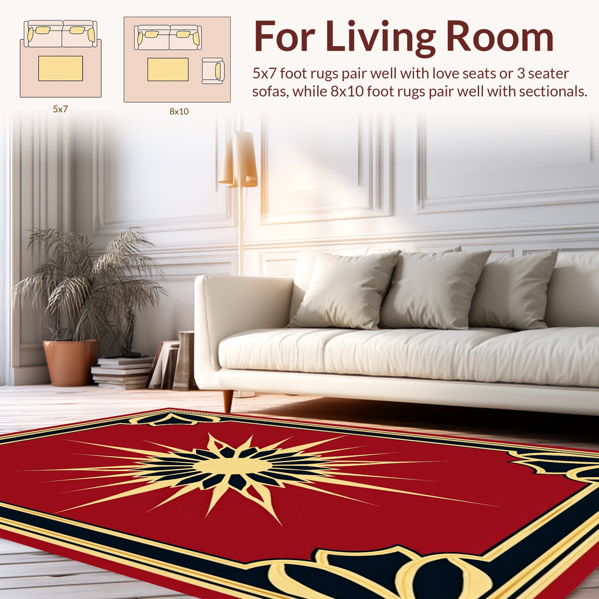 Radiant Sun Geometric Design Rug