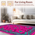 Pink Vibrant Butterfly Floral Swirl Pattern Rug
