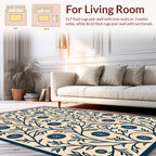 Navy Floral Vine Art Rug
