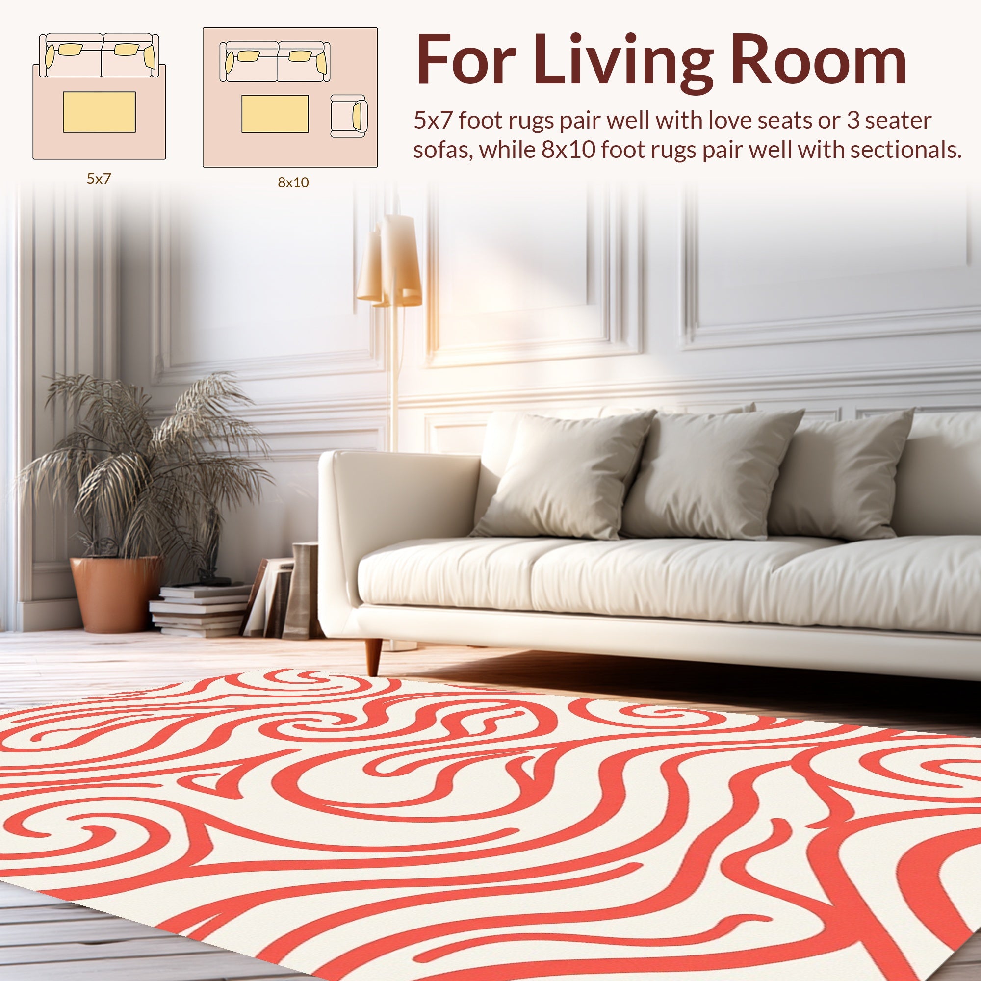 Coral Swirl Flow Pattern Design Rug