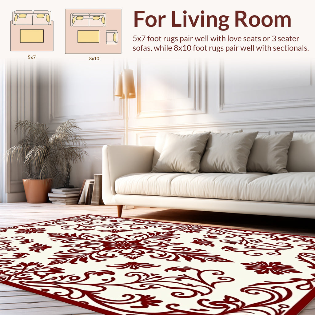 Classic Floral Scrollwork Patterned Rug