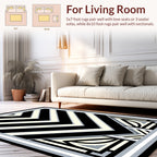 Bold Black White Chevron Design Rug