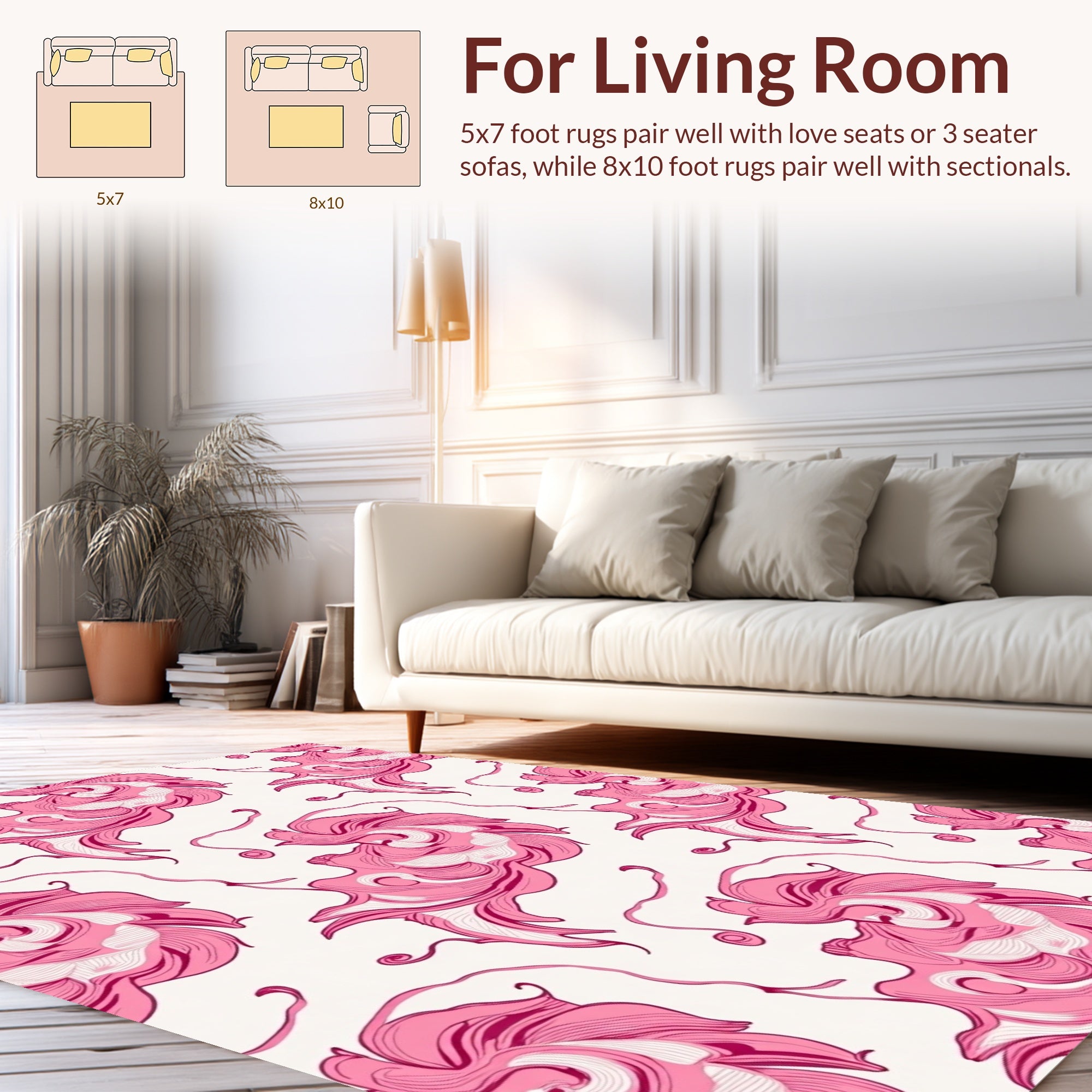 Pink Abstract Flowing Swirls Rug