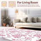 Delicate Pink Floral Vine Design Rug